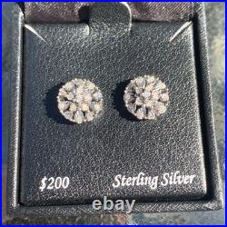 Sterling Silver 925 Cubic Zirconia Round Earrings NEW