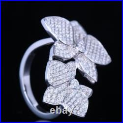 Sterling Silver 925 Cubic Zirconia Vintage Women Engagement Wedding Flower Ring