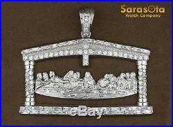 Sterling Silver 925 Heavy Last Supper with Cubic Zirconia Pendant