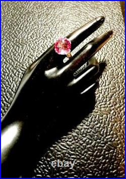 Sterling Silver 925 Judith Ripka Ring Pink Cubic Zirconia Checkboard Sz 10