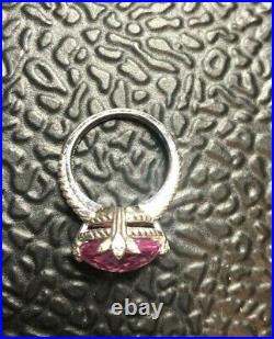 Sterling Silver 925 Judith Ripka Ring Pink Cubic Zirconia Checkboard Sz 10