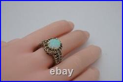 Sterling Silver 925 Lab-Created Opal And Cubic Zirconia Halo Ring Size 5.5
