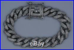 Sterling Silver 925 Miami Cuban Link Iced Out Bracelet Cubic Zirconia CZ 13mm