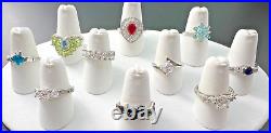 Sterling Silver 925 Multi-color Cubic Zirconia Cz Statement Rings Bands Lot