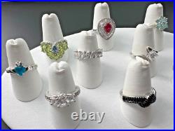 Sterling Silver 925 Multi-color Cubic Zirconia Cz Statement Rings Bands Lot