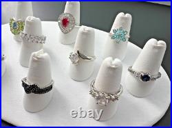 Sterling Silver 925 Multi-color Cubic Zirconia Cz Statement Rings Bands Lot