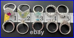 Sterling Silver 925 Multi-color Cubic Zirconia Cz Statement Rings Bands Lot