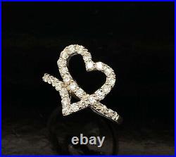 Sterling Silver 925 Open Heart Clear 0.55ctw Cubic Zirconia Promise Ring 7