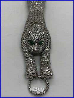 Sterling Silver 925 Panther Bracelet Cubic Zirconia