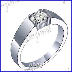 Sterling Silver 925 Plate White Gold Cubic Zirconia Wedding Men's Ring Size 9.5#