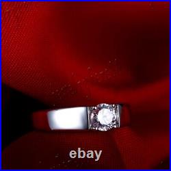 Sterling Silver 925 Plate White Gold Cubic Zirconia Wedding Men's Ring Size 9.5#