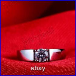 Sterling Silver 925 Plate White Gold Cubic Zirconia Wedding Men's Ring Size 9.5#