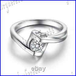 Sterling Silver 925 Prong Cubic Zirconia Solitaire Engagement Wedding Ring