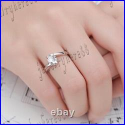 Sterling Silver 925 Prong Cubic Zirconia Solitaire Engagement Wedding Ring