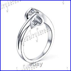 Sterling Silver 925 Prong Cubic Zirconia Solitaire Engagement Wedding Ring