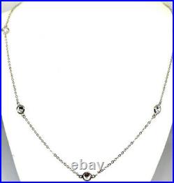 Sterling Silver 925 Rhodium 1.75ctw Round Cubic Zirconia By The Yard Necklace