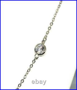 Sterling Silver 925 Rhodium 1.75ctw Round Cubic Zirconia By The Yard Necklace