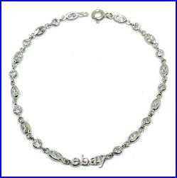 Sterling Silver 925 Rhodium 1.75ctw Round & Oval Cubic Zirconia Tennis Bracelet