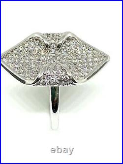 Sterling Silver 925 Rhodium Micro Pave 1.00ctw Cubic Zirconia Cocktail Ring 6