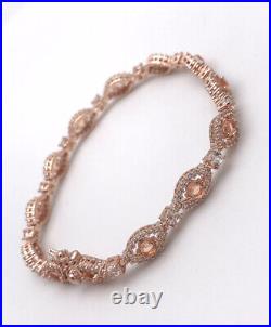 Sterling Silver 925 Rose Gold Vermeil Cubic Zirconia Tennis Bracelet 7