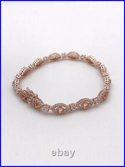 Sterling Silver 925 Rose Gold Vermeil Cubic Zirconia Tennis Bracelet 7