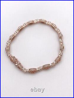 Sterling Silver 925 Rose Gold Vermeil Cubic Zirconia Tennis Bracelet 7