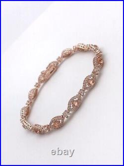 Sterling Silver 925 Rose Gold Vermeil Cubic Zirconia Tennis Bracelet 7