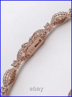 Sterling Silver 925 Rose Gold Vermeil Cubic Zirconia Tennis Bracelet 7