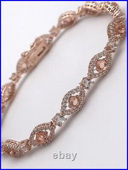 Sterling Silver 925 Rose Gold Vermeil Cubic Zirconia Tennis Bracelet 7