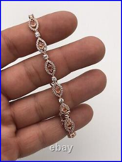 Sterling Silver 925 Rose Gold Vermeil Cubic Zirconia Tennis Bracelet 7