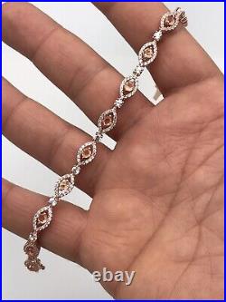 Sterling Silver 925 Rose Gold Vermeil Cubic Zirconia Tennis Bracelet 7