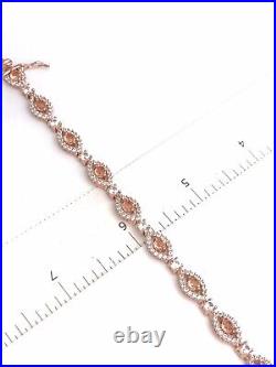 Sterling Silver 925 Rose Gold Vermeil Cubic Zirconia Tennis Bracelet 7