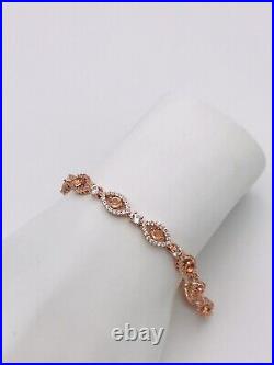 Sterling Silver 925 Rose Gold Vermeil Cubic Zirconia Tennis Bracelet 7