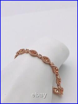 Sterling Silver 925 Rose Gold Vermeil Cubic Zirconia Tennis Bracelet 7