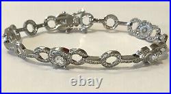 Sterling Silver. 925 Rotary Bracelet Cubic Zirconia Encrusted -12g Hallmarked