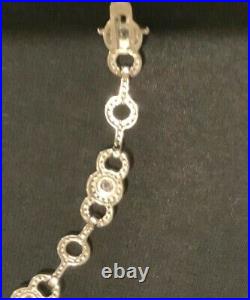 Sterling Silver. 925 Rotary Bracelet Cubic Zirconia Encrusted -12g Hallmarked