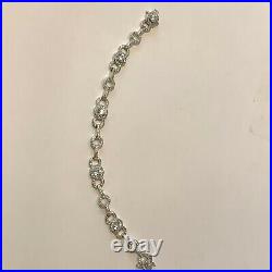 Sterling Silver. 925 Rotary Bracelet Cubic Zirconia Encrusted -12g Hallmarked