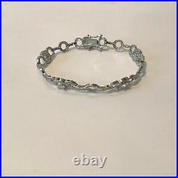 Sterling Silver. 925 Rotary Bracelet Cubic Zirconia Encrusted -12g Hallmarked