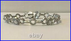 Sterling Silver. 925 Rotary Bracelet Cubic Zirconia Encrusted -12g Hallmarked