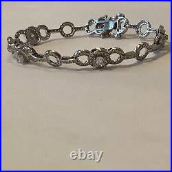 Sterling Silver. 925 Rotary Bracelet Cubic Zirconia Encrusted -12g Hallmarked