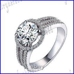 Sterling Silver 925 Round Cubic Zirconia Jewelry Unique Anniversary Wedding Ring