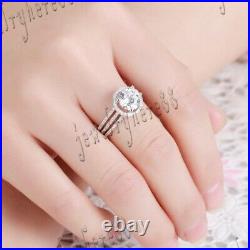 Sterling Silver 925 Round Cubic Zirconia Jewelry Unique Anniversary Wedding Ring