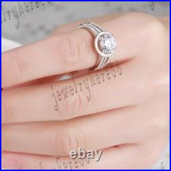 Sterling Silver 925 Round Cubic Zirconia Jewelry Unique Anniversary Wedding Ring