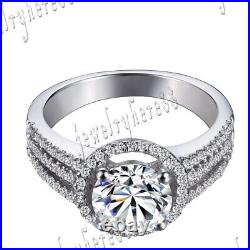 Sterling Silver 925 Round Cubic Zirconia Jewelry Unique Anniversary Wedding Ring