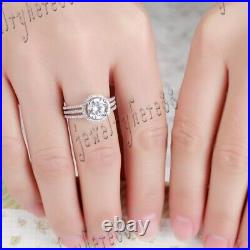 Sterling Silver 925 Round Cubic Zirconia Jewelry Unique Anniversary Wedding Ring