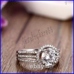 Sterling Silver 925 Round Cubic Zirconia Jewelry Unique Anniversary Wedding Ring