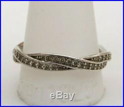 Sterling Silver 925 Twisted Ring Size V1/2 With Small Cubic Zirconia Stones