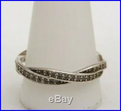 Sterling Silver 925 Twisted Ring Size V1/2 With Small Cubic Zirconia Stones