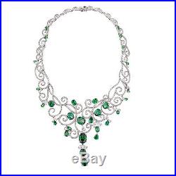 Sterling Silver (925) White Green Cubic Zirconia Necklace