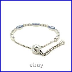 Sterling Silver Adjustable Enameled Evil Eye Bracelet with Cubic Zirconias